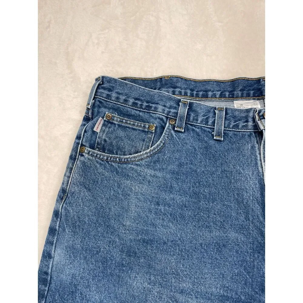 Carhartt Jeans Mens 46x30 B17 DST 100% Cotton Relaxed Fit Tapered Leg Denim Blue